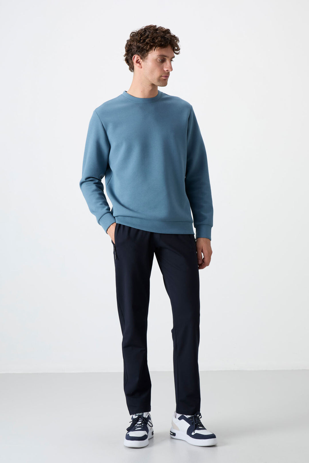 TMY Navy Blue Zippered Three-Pocket Slim Fit Classic Cuff Men's Sweatpants - 84671 - Brighton