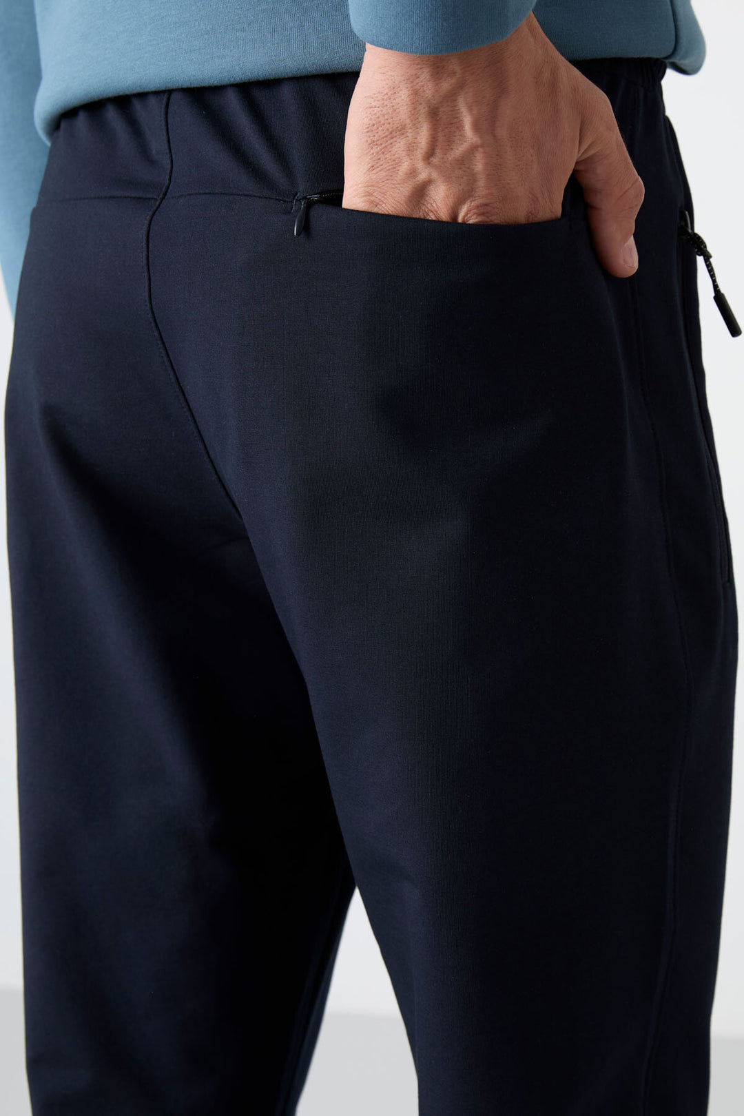 TMY Navy Blue Zippered Three-Pocket Slim Fit Classic Cuff Men's Sweatpants - 84671 - Brighton
