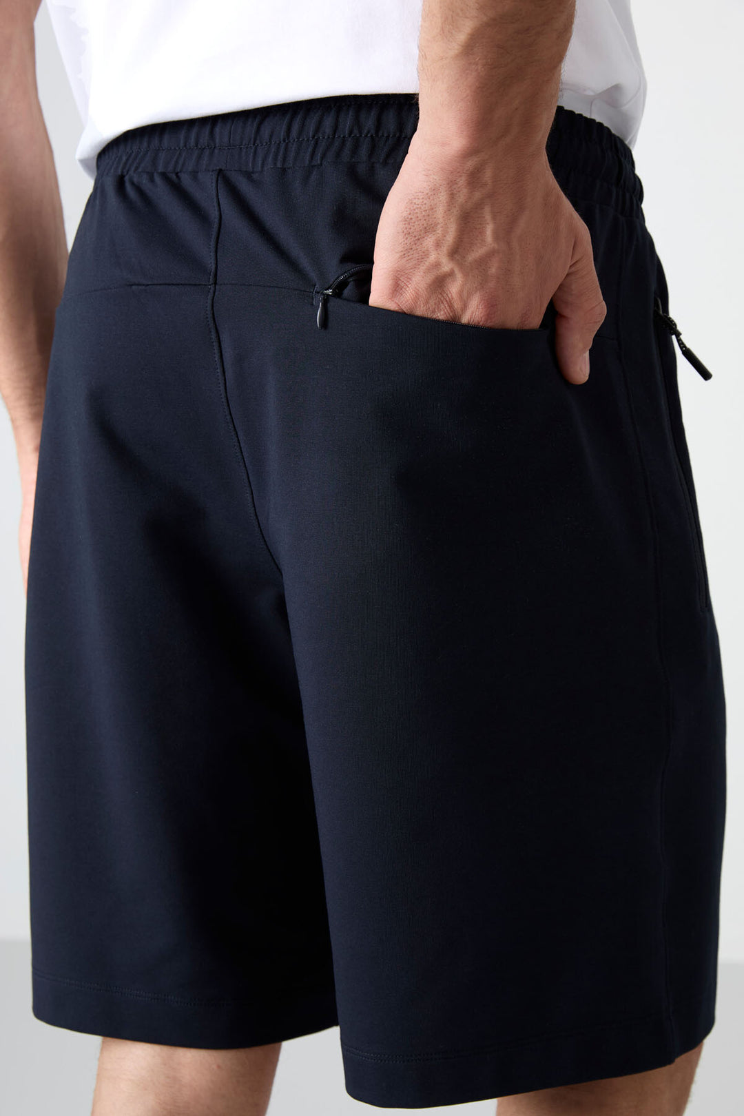 TMY Navy Blue Hidden Zipper Back Pocket Lace-Up Regular Fit Men's Shorts - 81136 - Tooele