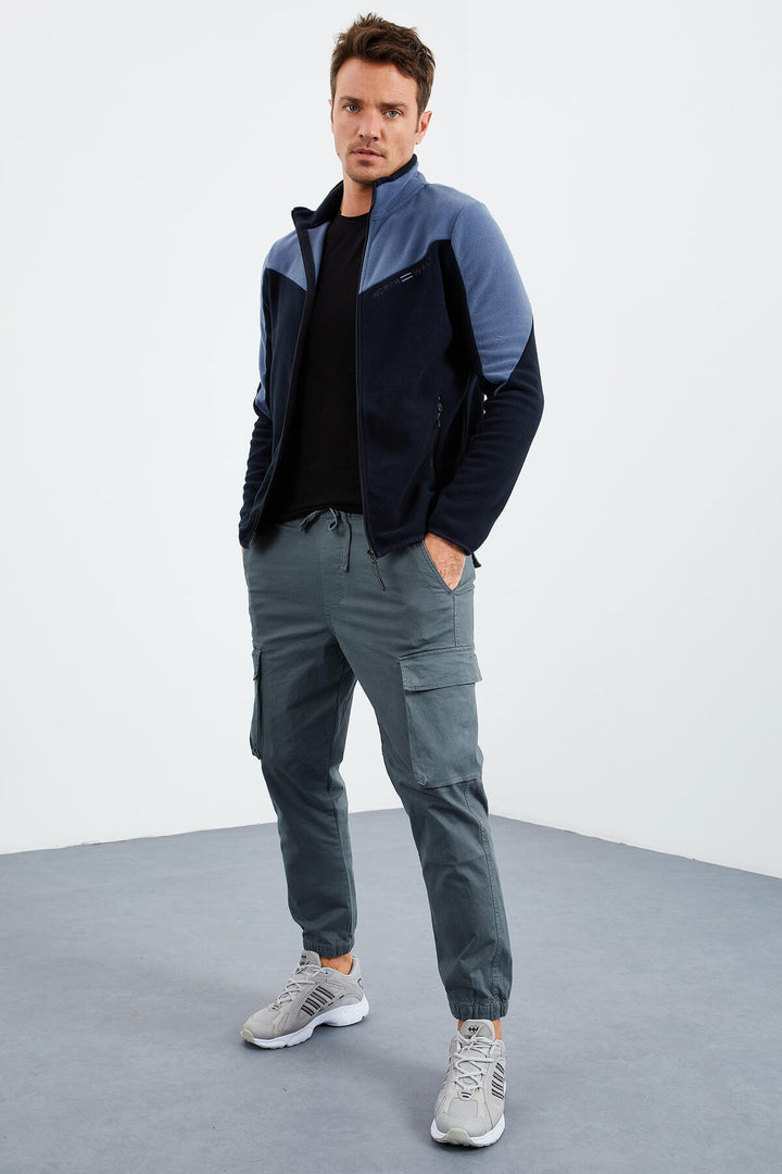 TMY Navy Two-Tone Zippered High Neck Standard Fit Men's Sweatshirt Polar - 87994 - Vallejo