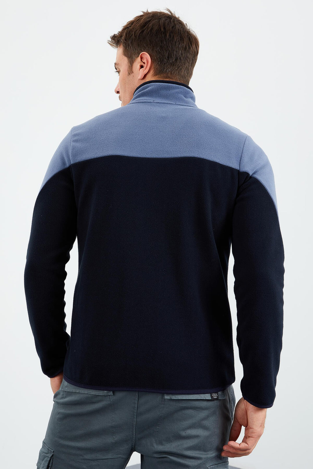 TMY Navy Two-Tone Zippered High Neck Standard Fit Men's Sweatshirt Polar - 87994 - Vallejo