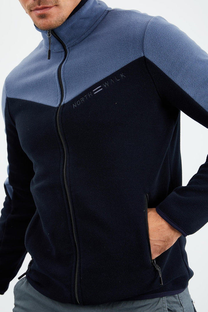 TMY Navy Two-Tone Zippered High Neck Standard Fit Men's Sweatshirt Polar - 87994 - Vallejo