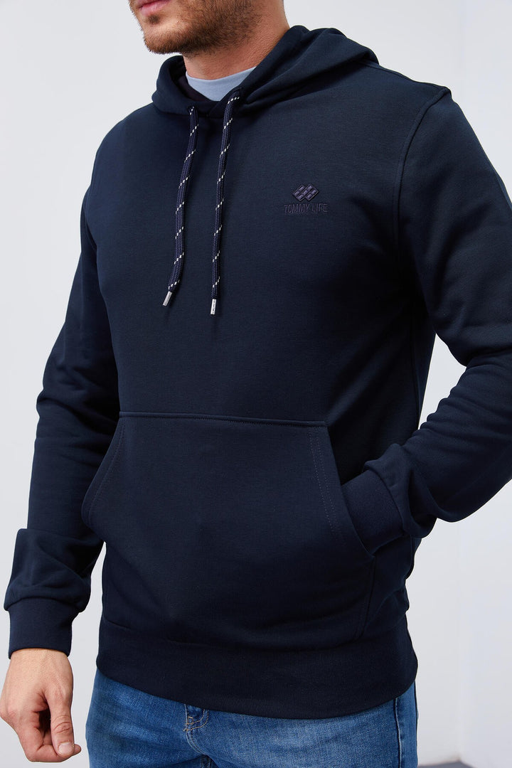TMY Navy Kangaroo Pocket Standard Fit Hooded Men's Sweatshirt - 87872 - Mérida