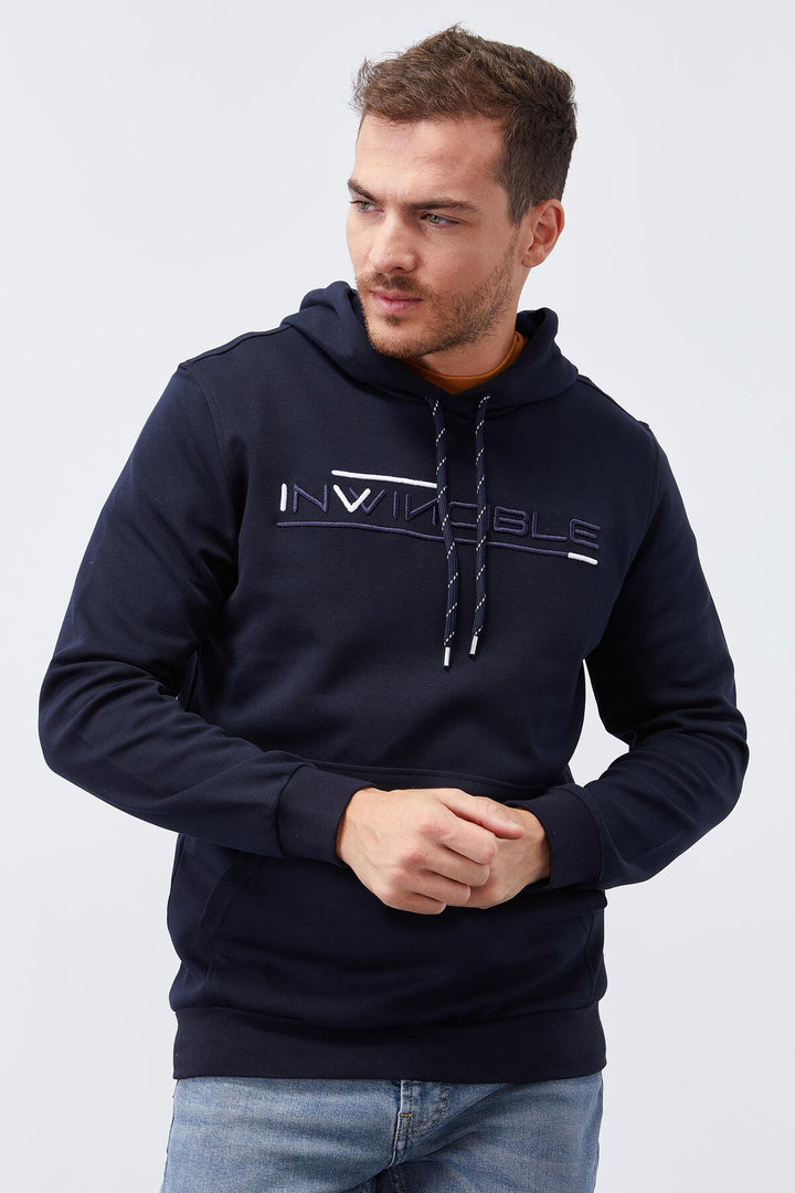 TMY Navy Kangaroo Pocket Standard Fit Hooded Men's Sweatshirt - 87883 - Perth