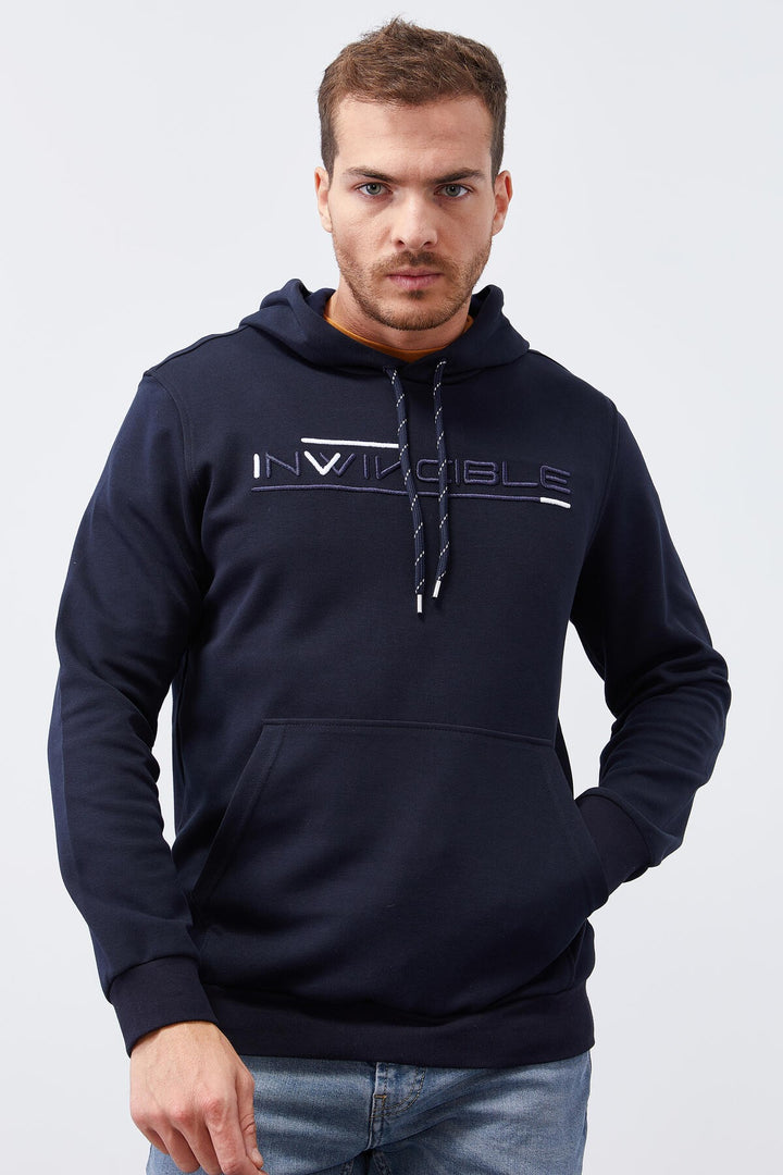 TMY Navy Kangaroo Pocket Standard Fit Hooded Men's Sweatshirt - 87883 - Perth