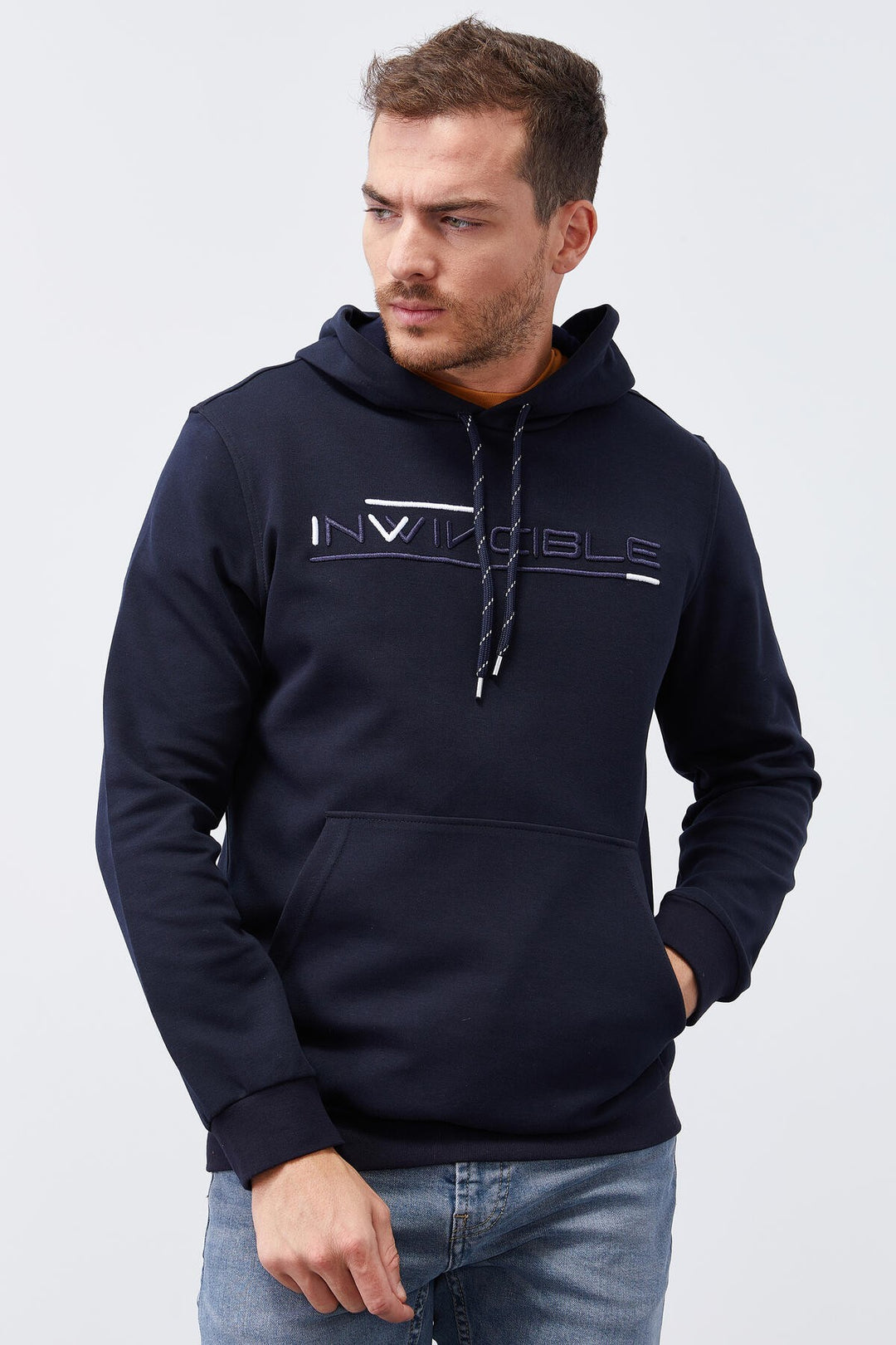 TMY Navy Kangaroo Pocket Standard Fit Hooded Men's Sweatshirt - 87883 - Perth