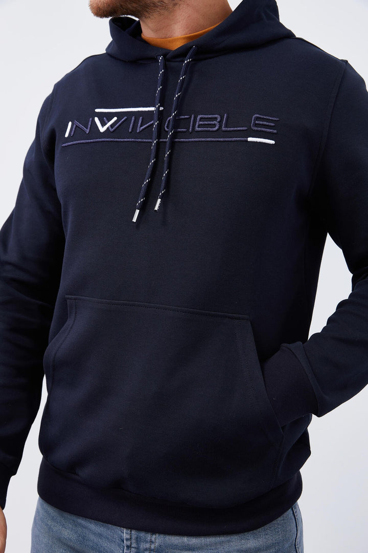 TMY Navy Kangaroo Pocket Standard Fit Hooded Men's Sweatshirt - 87883 - Perth