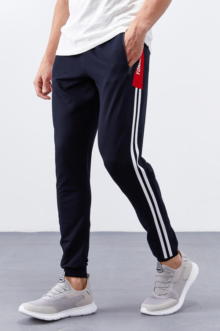 TMY Navy - Red Double Piped Standard Mold Jogger Men's Sweatpants - 84694 - Ciampino