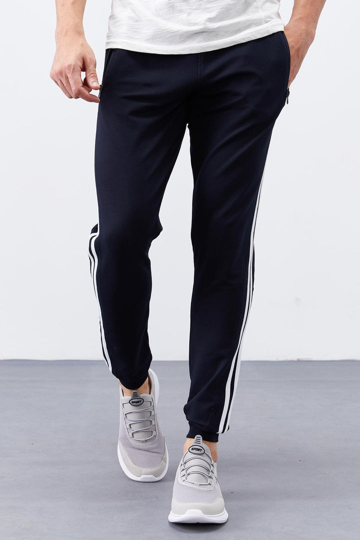TMY Navy - Red Double Piped Standard Mold Jogger Men's Sweatpants - 84694 - Ciampino