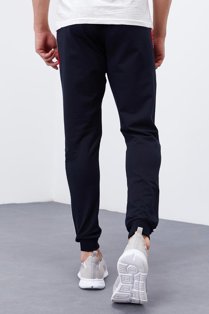 TMY Navy - Red Double Piped Standard Mold Jogger Men's Sweatpants - 84694 - Ciampino
