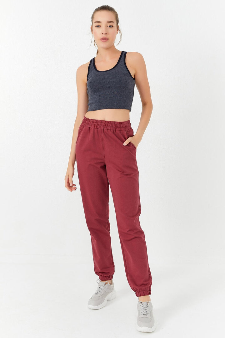 TMY Navy Melange Basic Sleeveless Slim Fit U Neck Women's Crop Top Tank Top - 97162 - Pylaía
