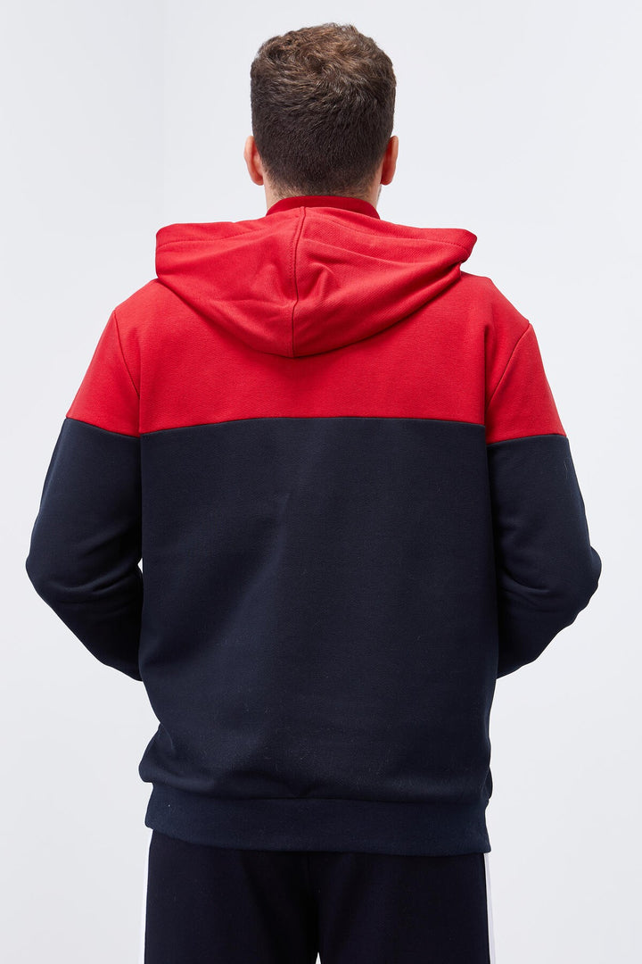 TMY Navy Blue Men's Half Zip Standard Fit Hooded Sweatshirt - 88033 - Langenhagen