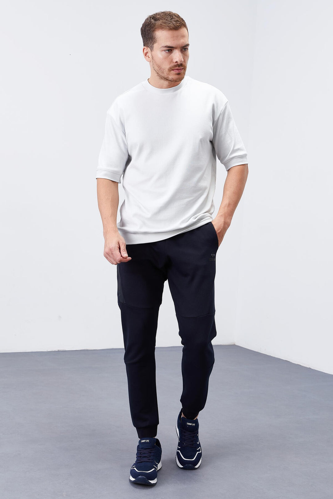 TMY Navy Blue Reverse Zippered Pocketed Slim Fit Jogger Men's Sweatpants - 84765 - Hanau