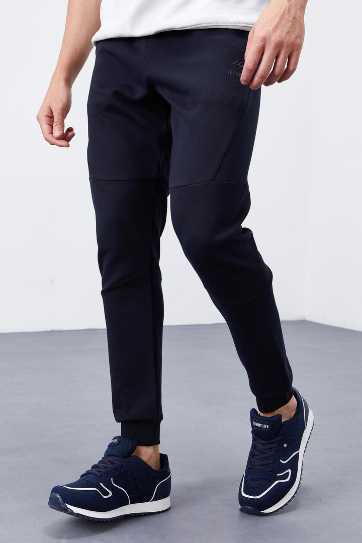 TMY Navy Blue Reverse Zippered Pocketed Slim Fit Jogger Men's Sweatpants - 84765 - Hanau