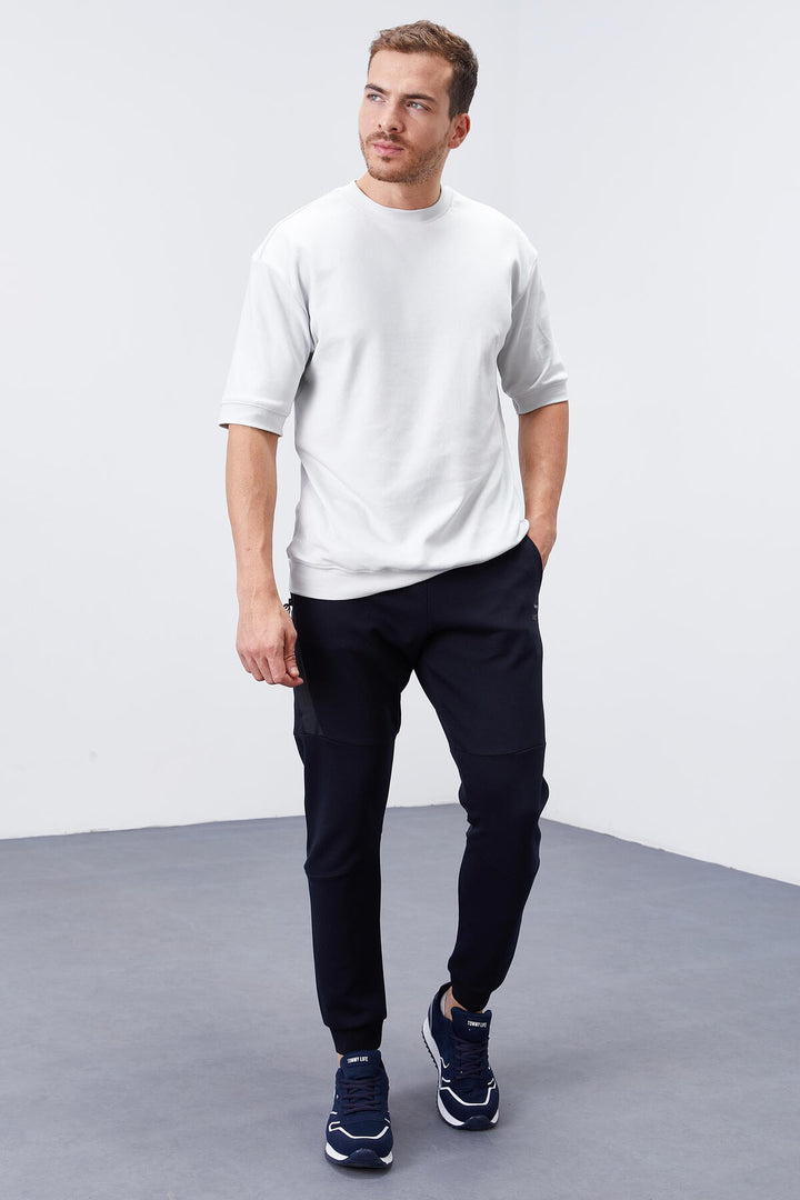 TMY Navy Blue Reverse Zippered Pocketed Slim Fit Jogger Men's Sweatpants - 84765 - Hanau