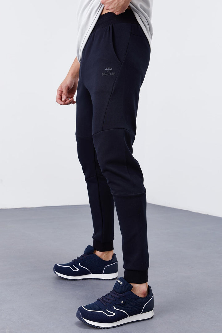 TMY Navy Blue Reverse Zippered Pocketed Slim Fit Jogger Men's Sweatpants - 84765 - Hanau