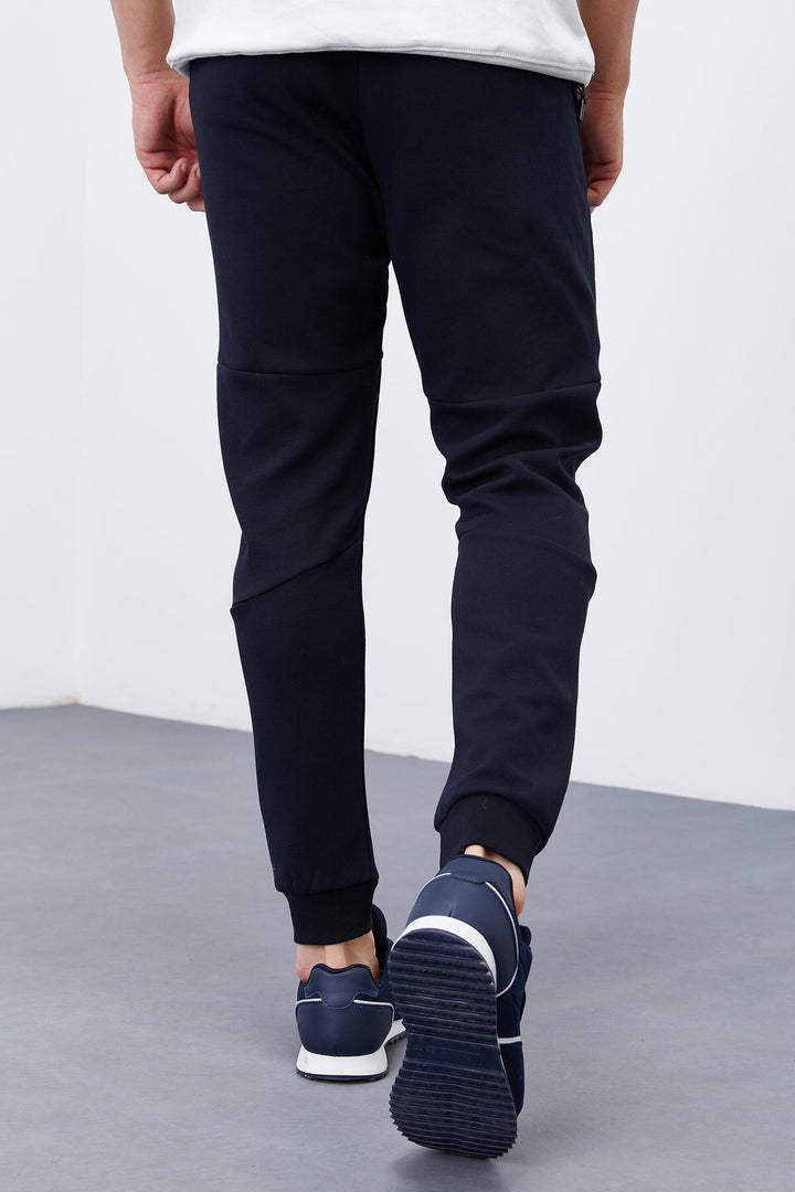 TMY Navy Blue Reverse Zippered Pocketed Slim Fit Jogger Men's Sweatpants - 84765 - Hanau