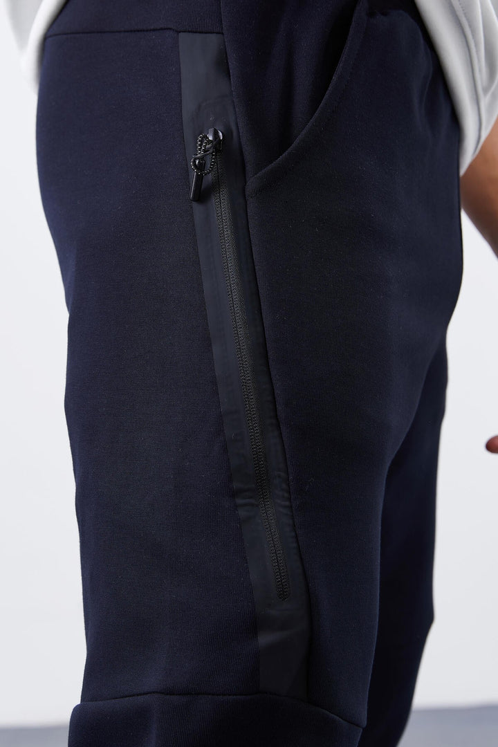 TMY Navy Blue Reverse Zippered Pocketed Slim Fit Jogger Men's Sweatpants - 84765 - Hanau