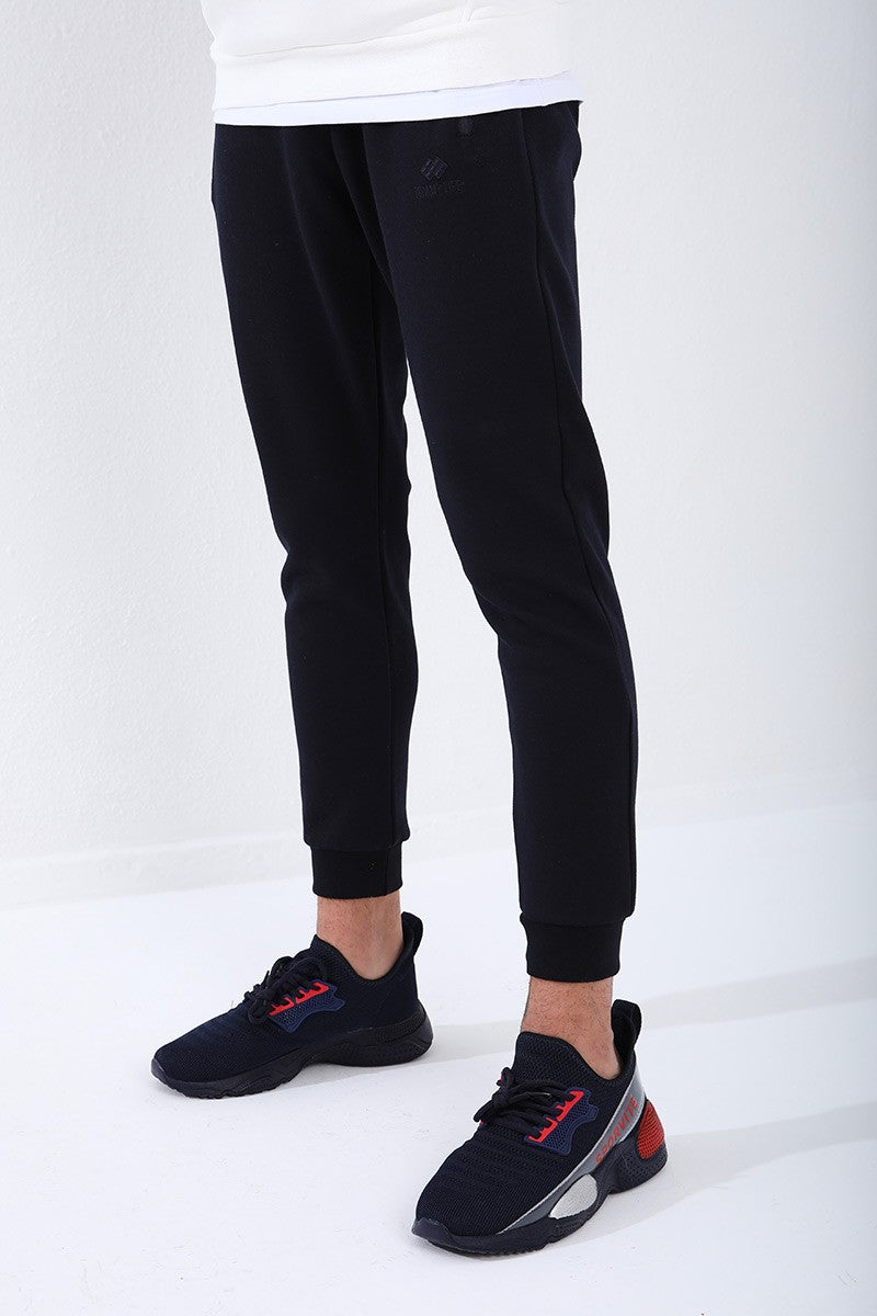 TMY Navy Blue Reverse Zippered Standard Fit Cuffed Men's Sweatpants - 84702 - Straubing