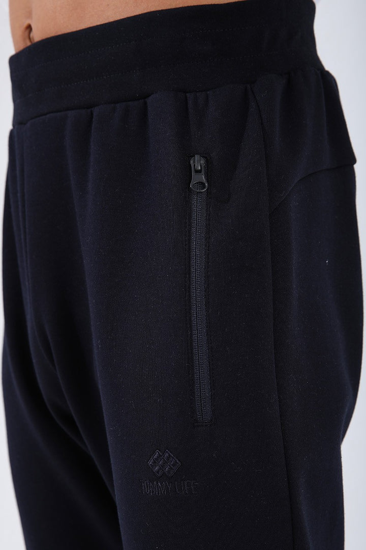 TMY Navy Blue Reverse Zippered Standard Fit Cuffed Men's Sweatpants - 84702 - Straubing