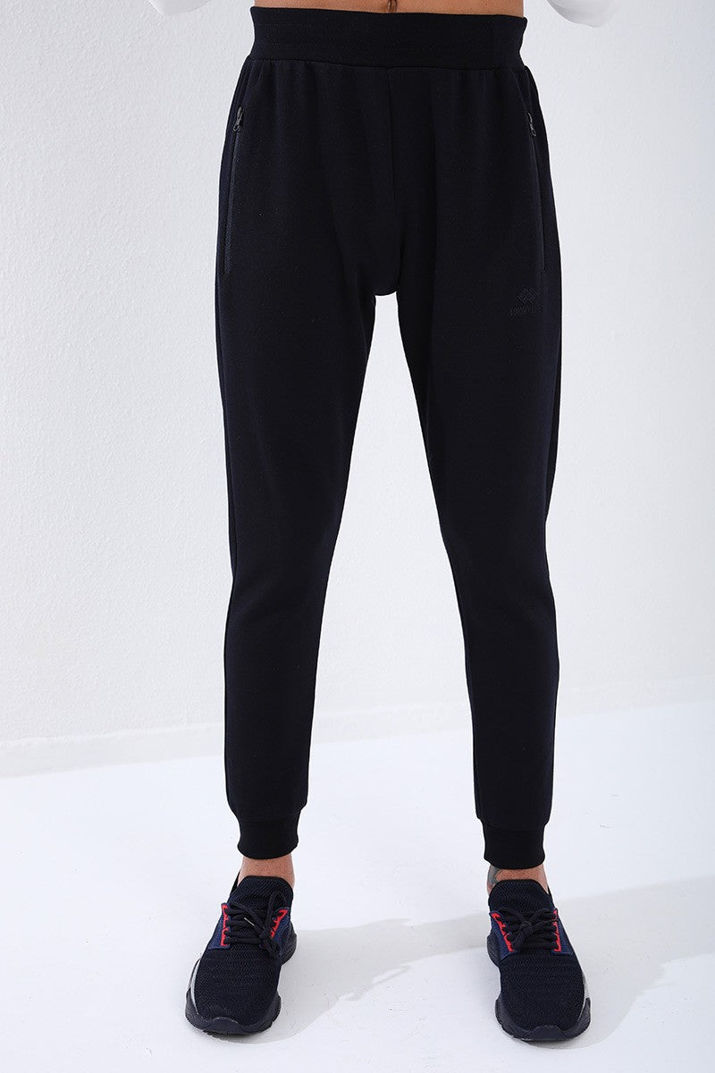TMY Navy Blue Reverse Zippered Standard Fit Cuffed Men's Sweatpants - 84702 - Straubing