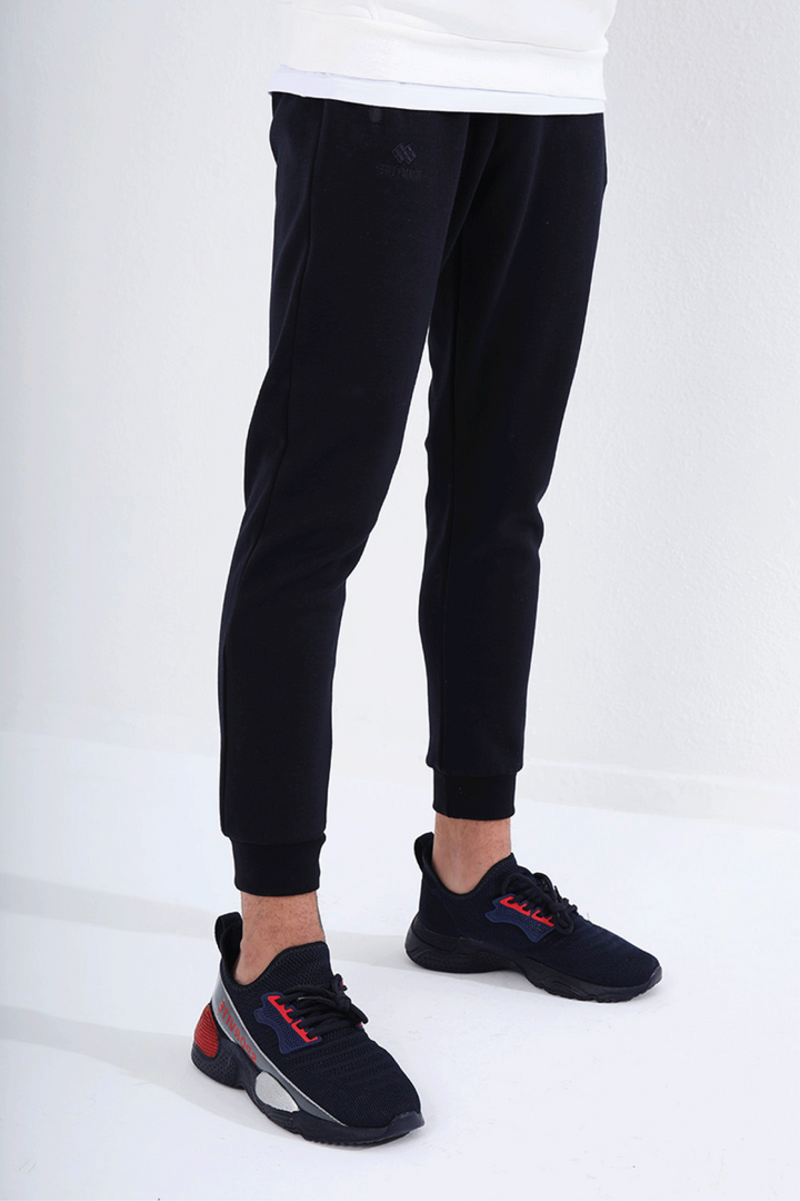 TMY Navy Blue Reverse Zippered Standard Fit Cuffed Men's Sweatpants - 84702 - Straubing
