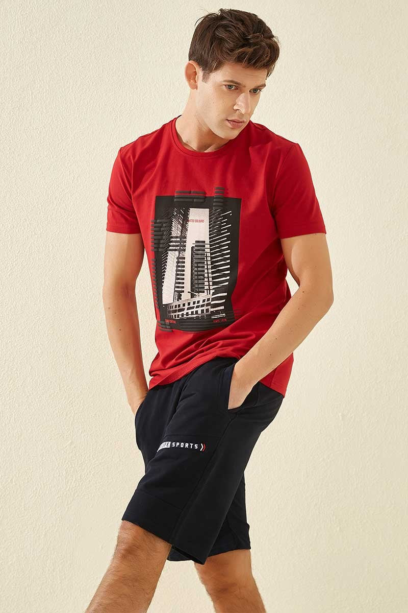 TMY Navy Blue Printed Standard Fit Men's Shorts - 81155 - Beaverton