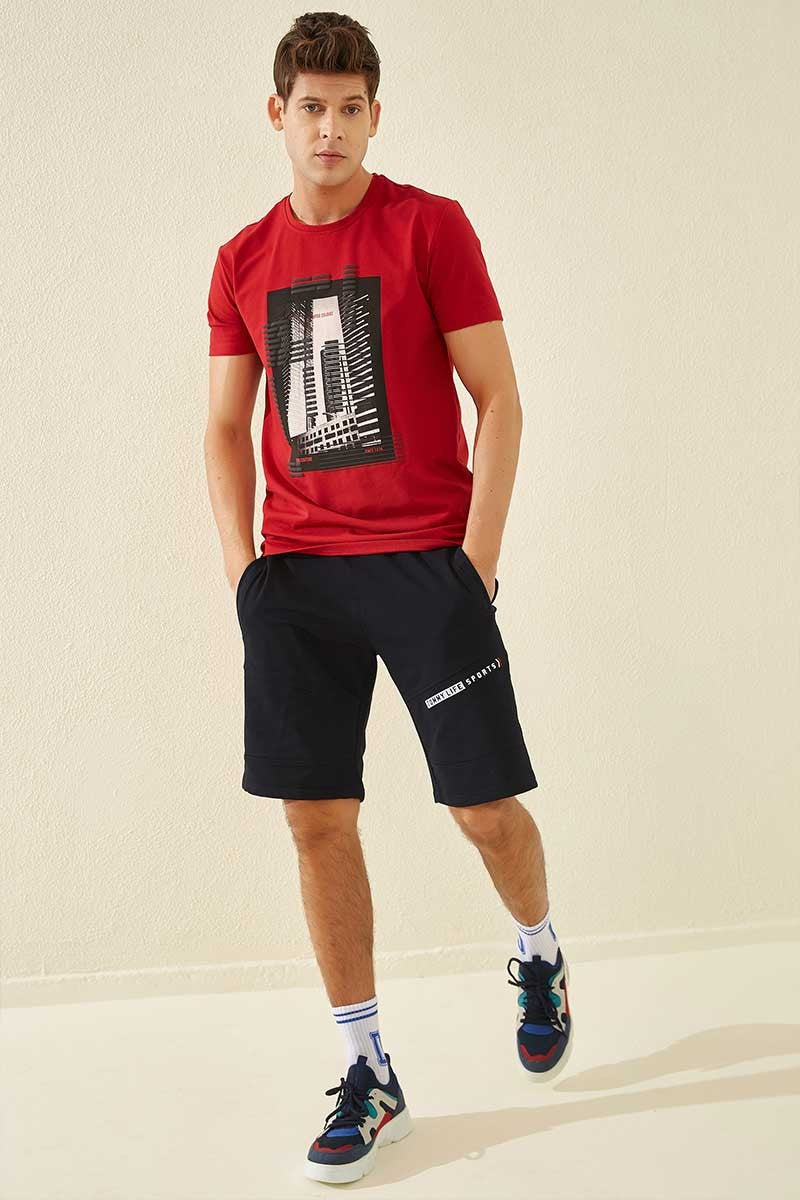 TMY Navy Blue Printed Standard Fit Men's Shorts - 81155 - Beaverton