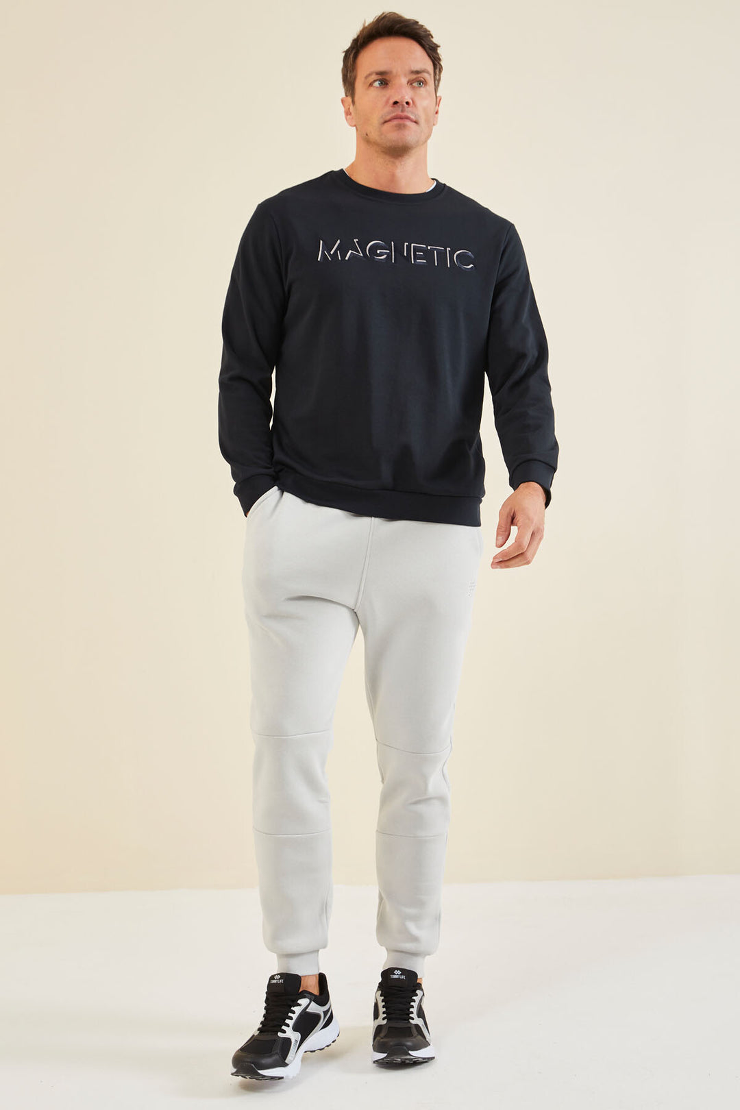 TMY Navy Blue Crew Neck Comfort Fit Men's Sweatshirt with Embroidered Writing - 88020 - Levittown