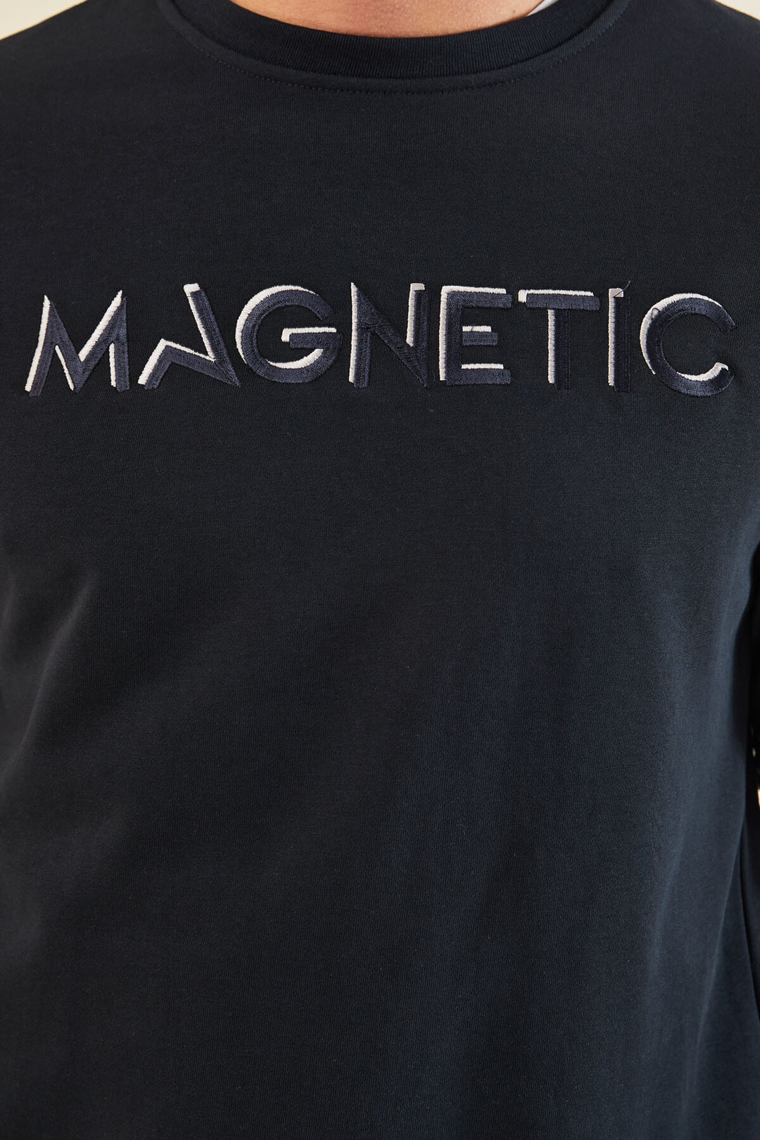 TMY Navy Blue Crew Neck Comfort Fit Men's Sweatshirt with Embroidered Writing - 88020 - Levittown