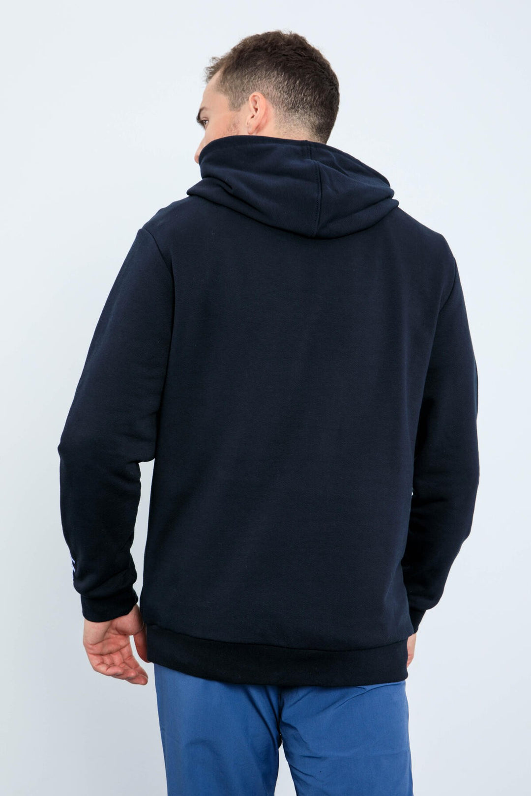 TMY Navy Blue Embroidered Text Standard Fit Hooded Men's Sweatshirt - 87838 - Scandicci