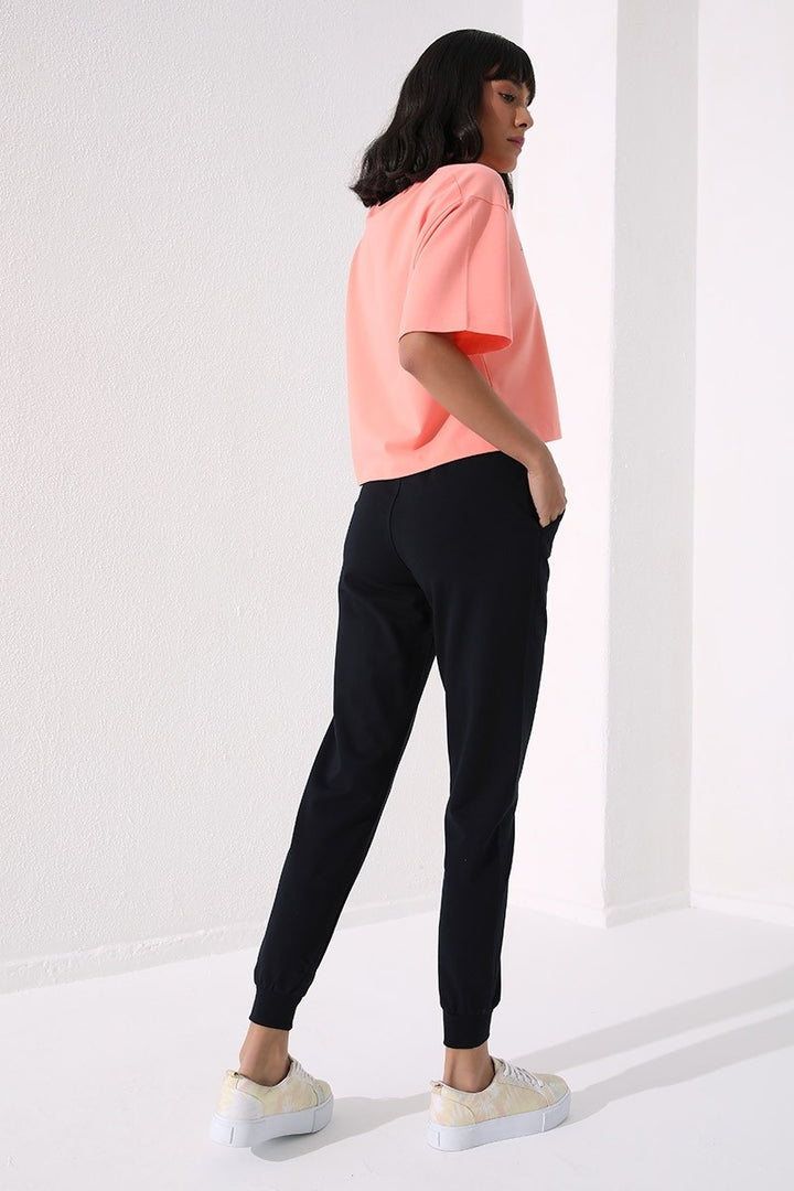 TMY Navy High Waist Jogger Comfort Fit Cuffed Women's Sweatpants - 94561 - Straubing