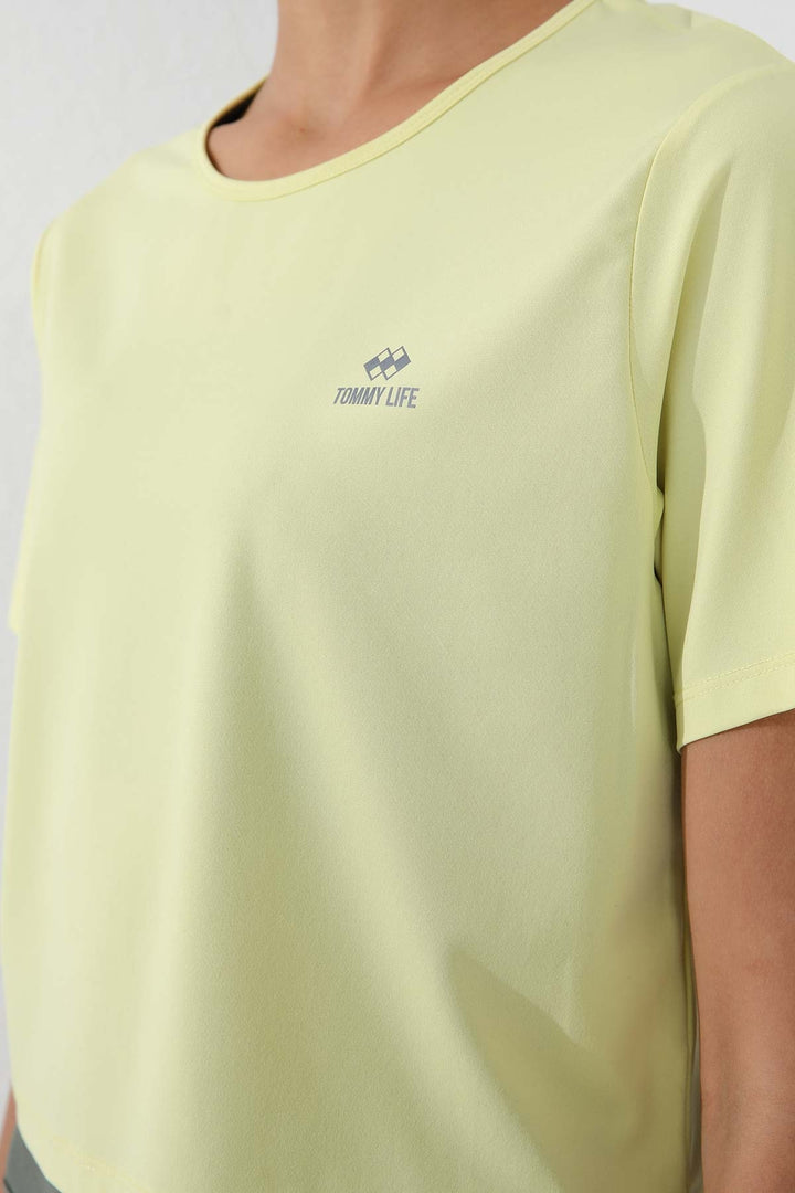 TMY Lemon Basic Short Sleeve Standard Fit O Neck Women's Crop Top T-Shirt - 97143 - Moers