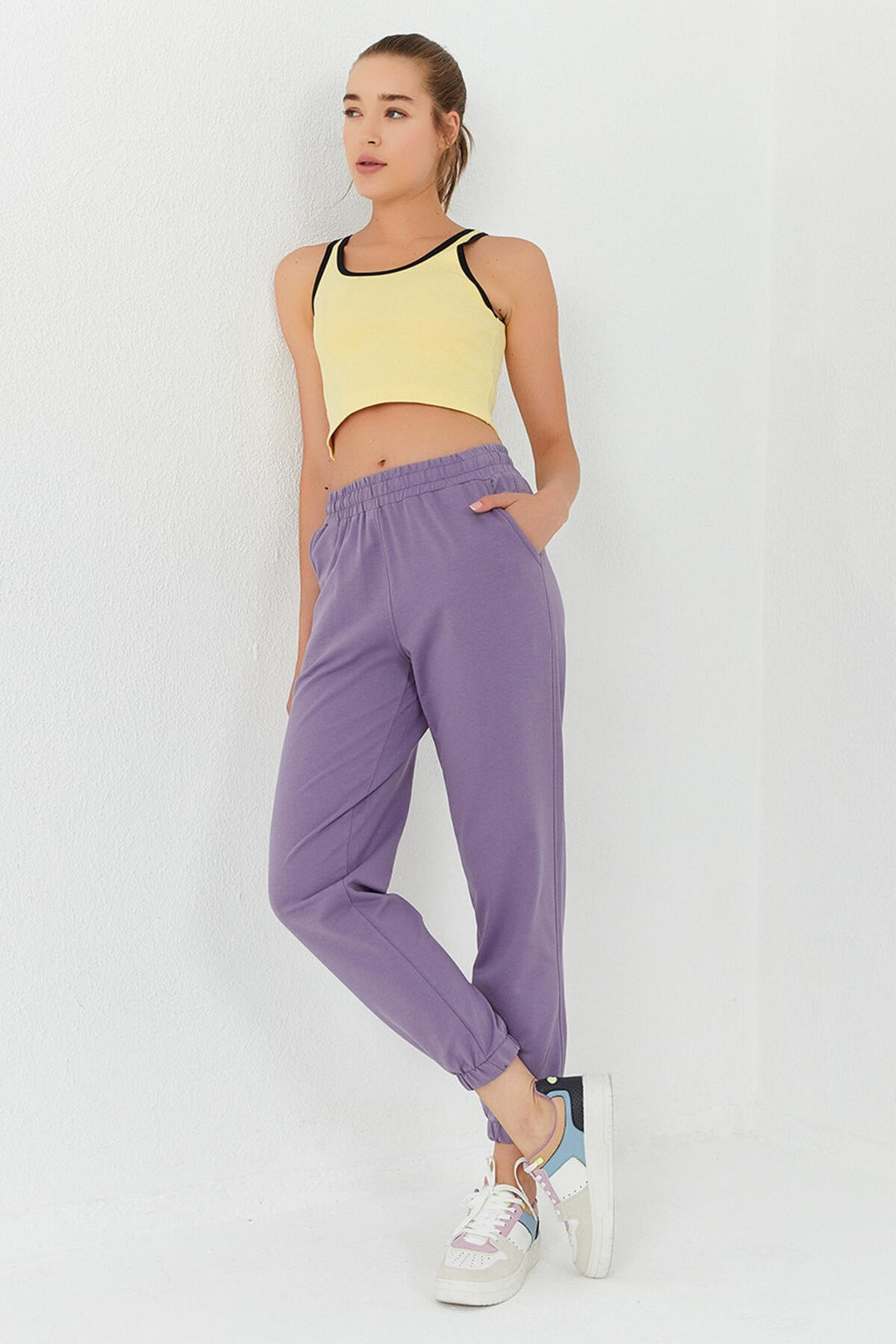 TMY Lemon Basic Zero Sleeve Tight Fit U Neck Women's Crop Top Tank Top - 97162 - Houghton le Spring