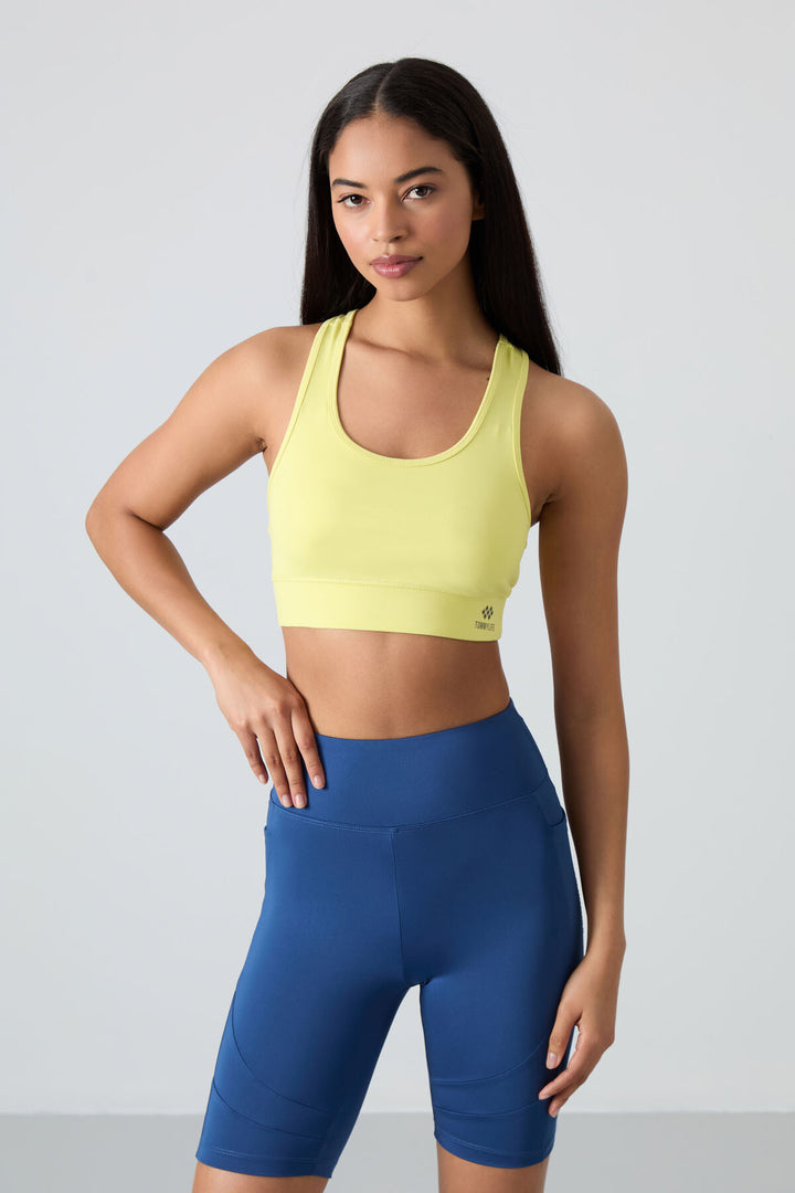 TMY Lemon Back Detailed Slim Fit U Neck Women's Sports Bustier - 97120 - Poinciana