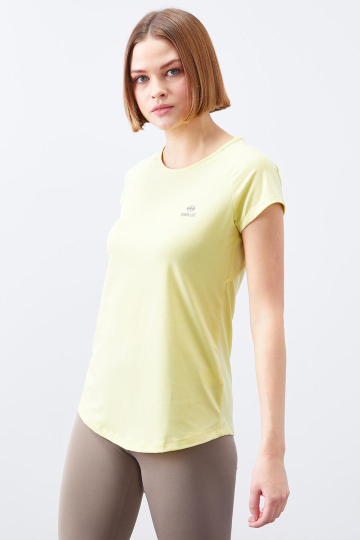 TMY Lemon Back Window Short Sleeve Standard Mold O Neck Women's T-Shirt - 97101 - Jena