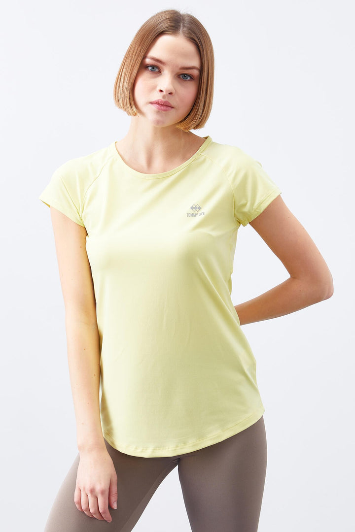 TMY Lemon Back Window Short Sleeve Standard Mold O Neck Women's T-Shirt - 97101 - Jena