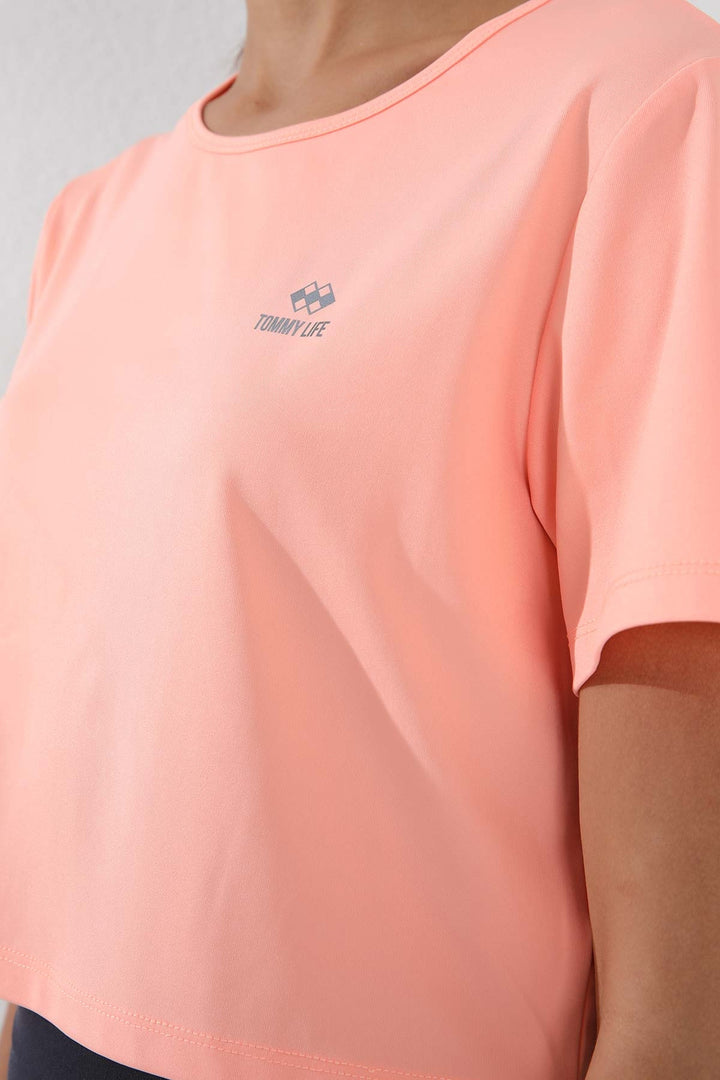 TMY Coral Basic Short Sleeve Standard Fit O Neck Women's Crop Top T-Shirt - 97143 - Crotone