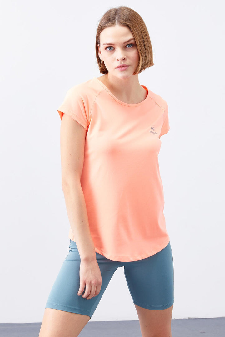 TMY Coral Back Window Short Sleeve Standard Mold O Neck Women's T-Shirt - 97101 - Auxerre