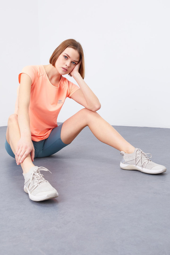 TMY Coral Back Window Short Sleeve Standard Mold O Neck Women's T-Shirt - 97101 - Auxerre