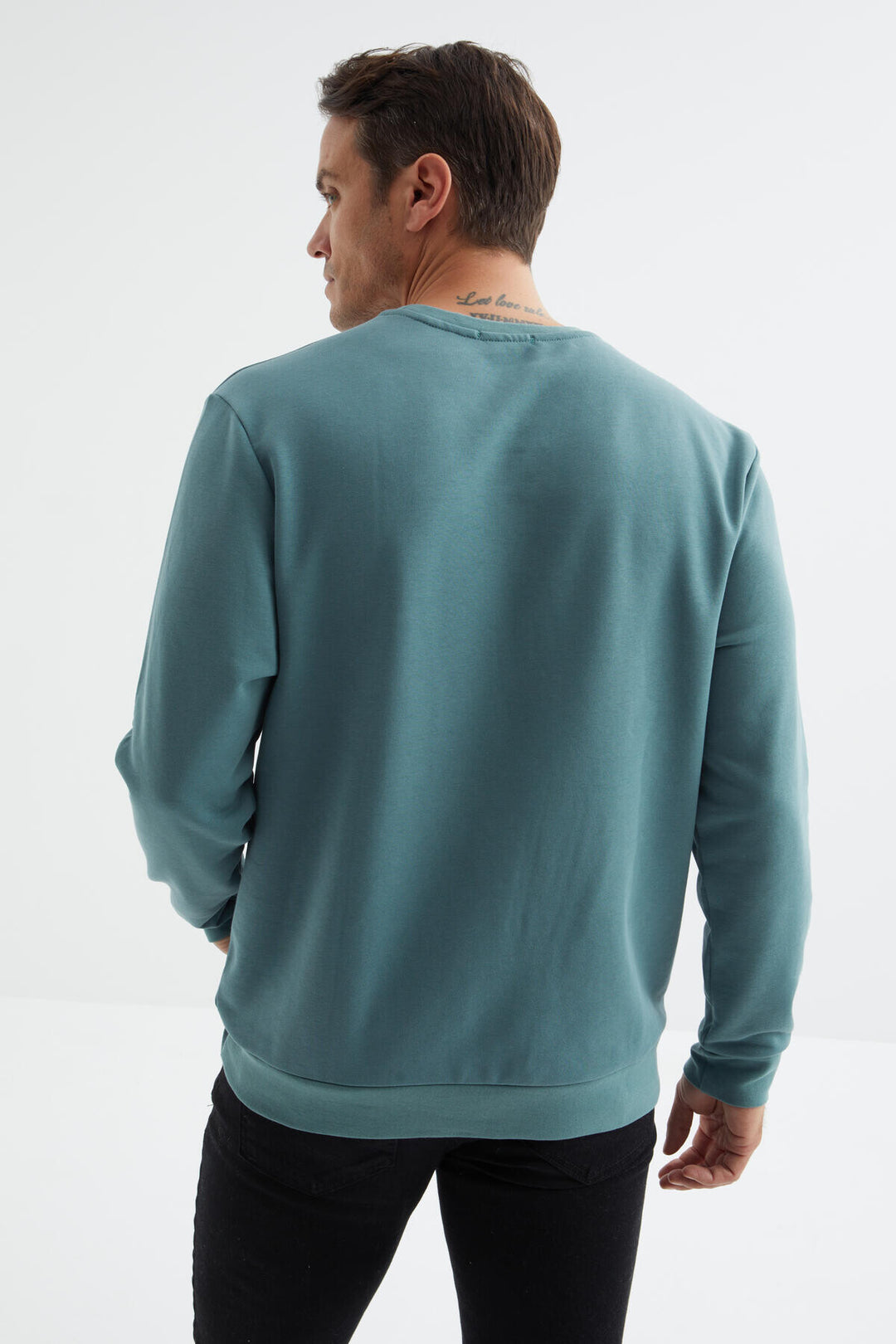 TMY Mint Green Basic Round Neck Comfort Fit Men's Sweatshirt - 88053 - Ancona