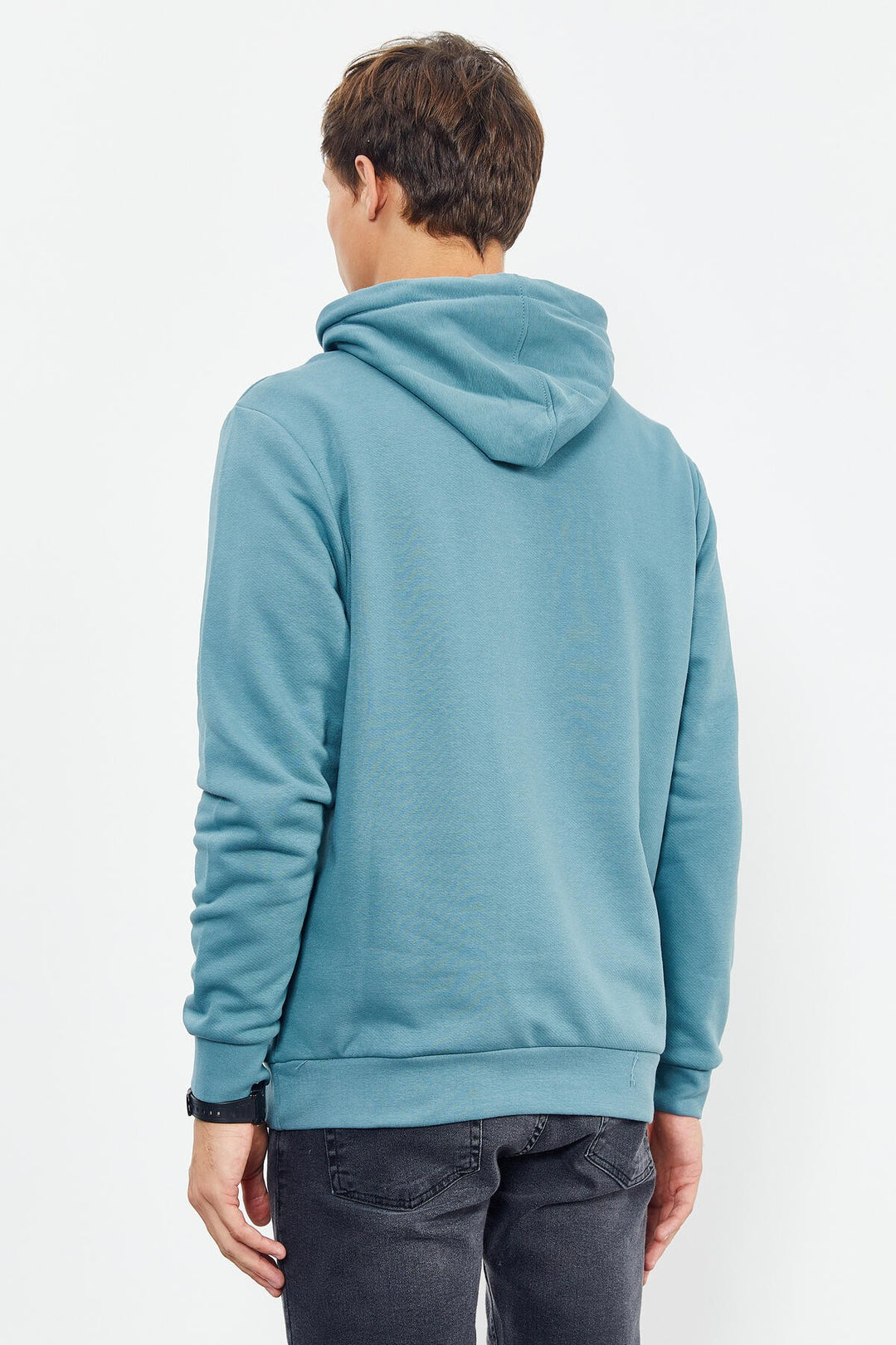 TMY Mint Green Printed Hooded Kangaroo Pocket Comfortable Fit Men's Sweatshirt - 88019 - Manassas
