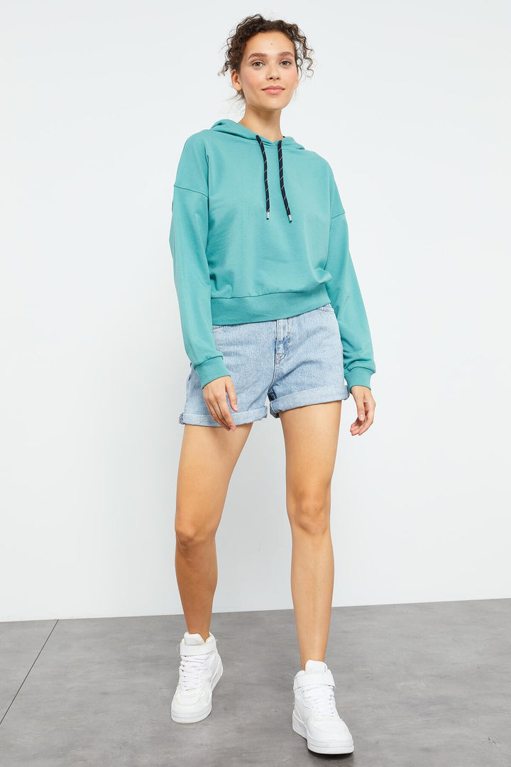 TMY Mint Green Long Sleeve Comfort Fit Hooded Women's Sweatshirt - 97115 - Manassas