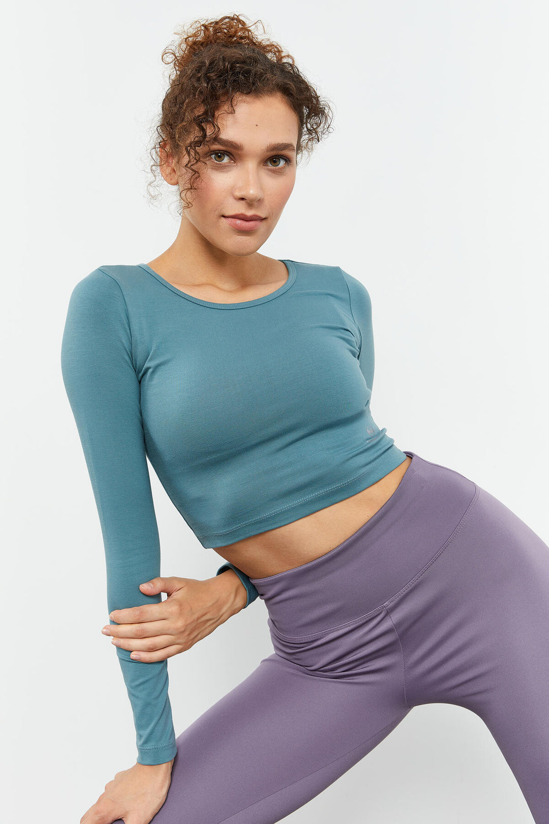 TMY Mint Green Long Sleeve Slim Fit O Neck Women Crop Top T-Shirt - 97150 - Dortmund