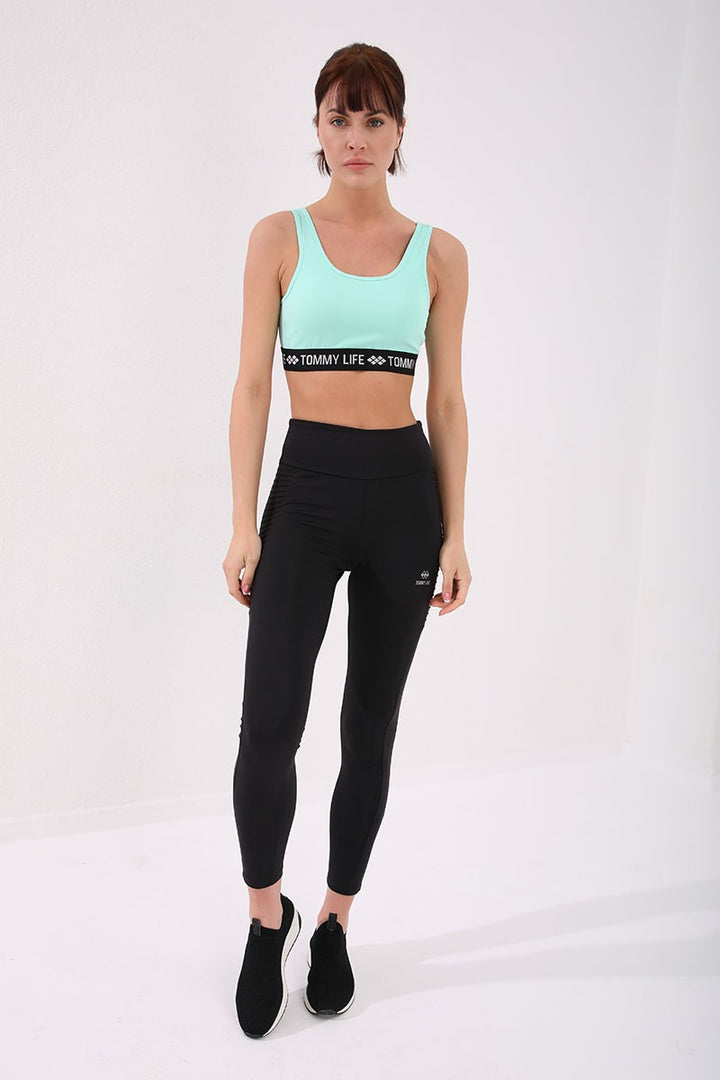 TMY Mint Green Striped Standard Mold U Neck Women's Sports Bustier - 97113 - Sassari