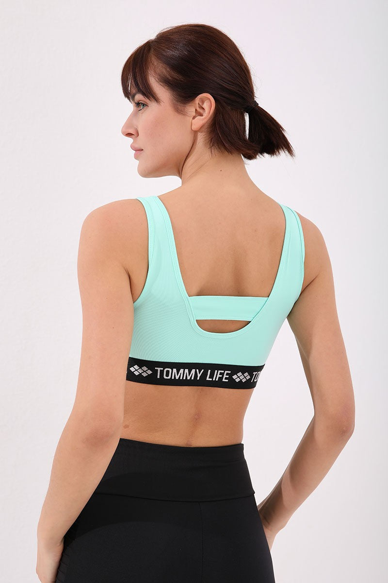 TMY Mint Green Striped Standard Mold U Neck Women's Sports Bustier - 97113 - Sassari