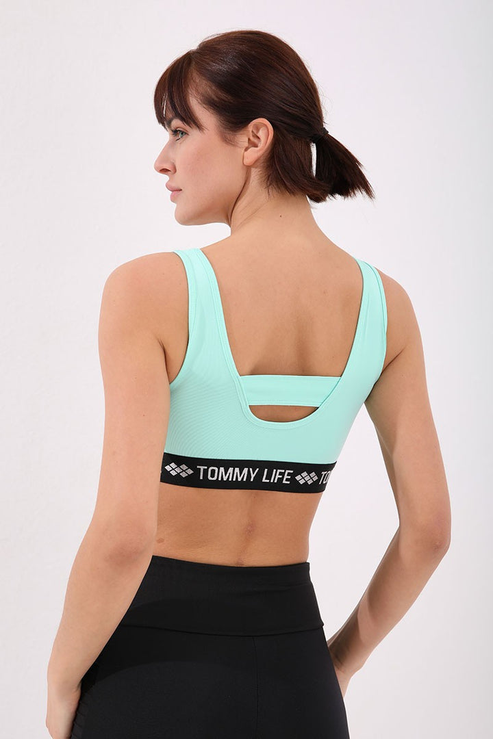 TMY Mint Green Striped Standard Mold U Neck Women's Sports Bustier - 97113 - Sassari