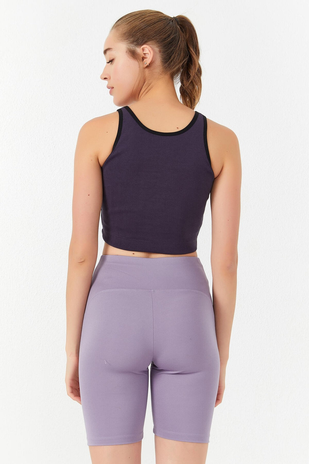 TMY Purple Basic Sleeveless Slim Fit U Neck Women's Crop Top Tank Top - 97162 - Acatzingo
