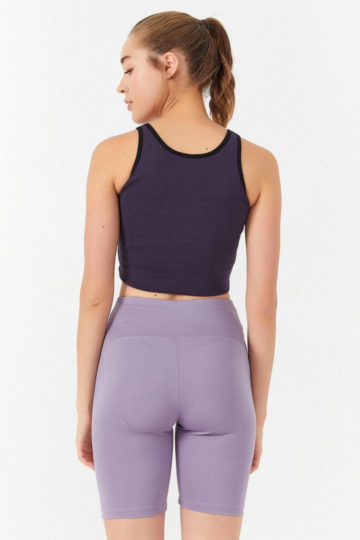 TMY Purple Basic Sleeveless Slim Fit U Neck Women's Crop Top Tank Top - 97162 - Acatzingo