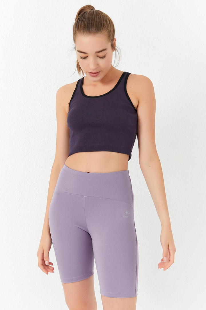 TMY Purple Basic Sleeveless Slim Fit U Neck Women's Crop Top Tank Top - 97162 - Acatzingo